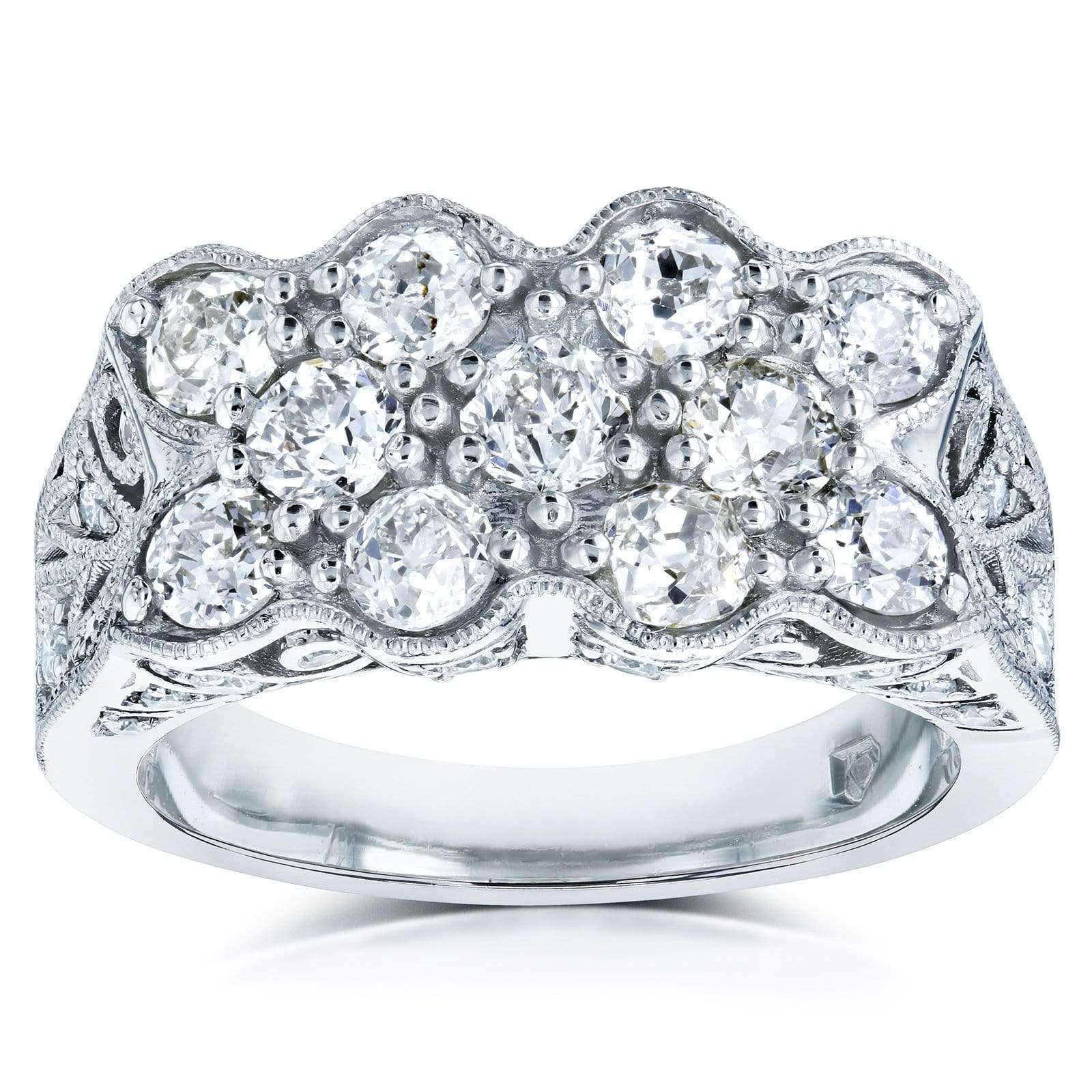 Old Mine Cut Diamond Vintage Filigree Indented Concave Wide Ring 1 7/8 ...