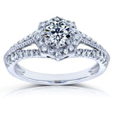 Vintage Star Halo Engagement Ring (Natural Diamond Mounting) - Multiple Options
