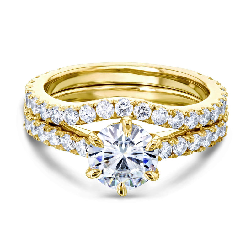Kobelli 1ct Moissanite and 1ct Lab Grown Diamond Bridal Rings Wedding ...