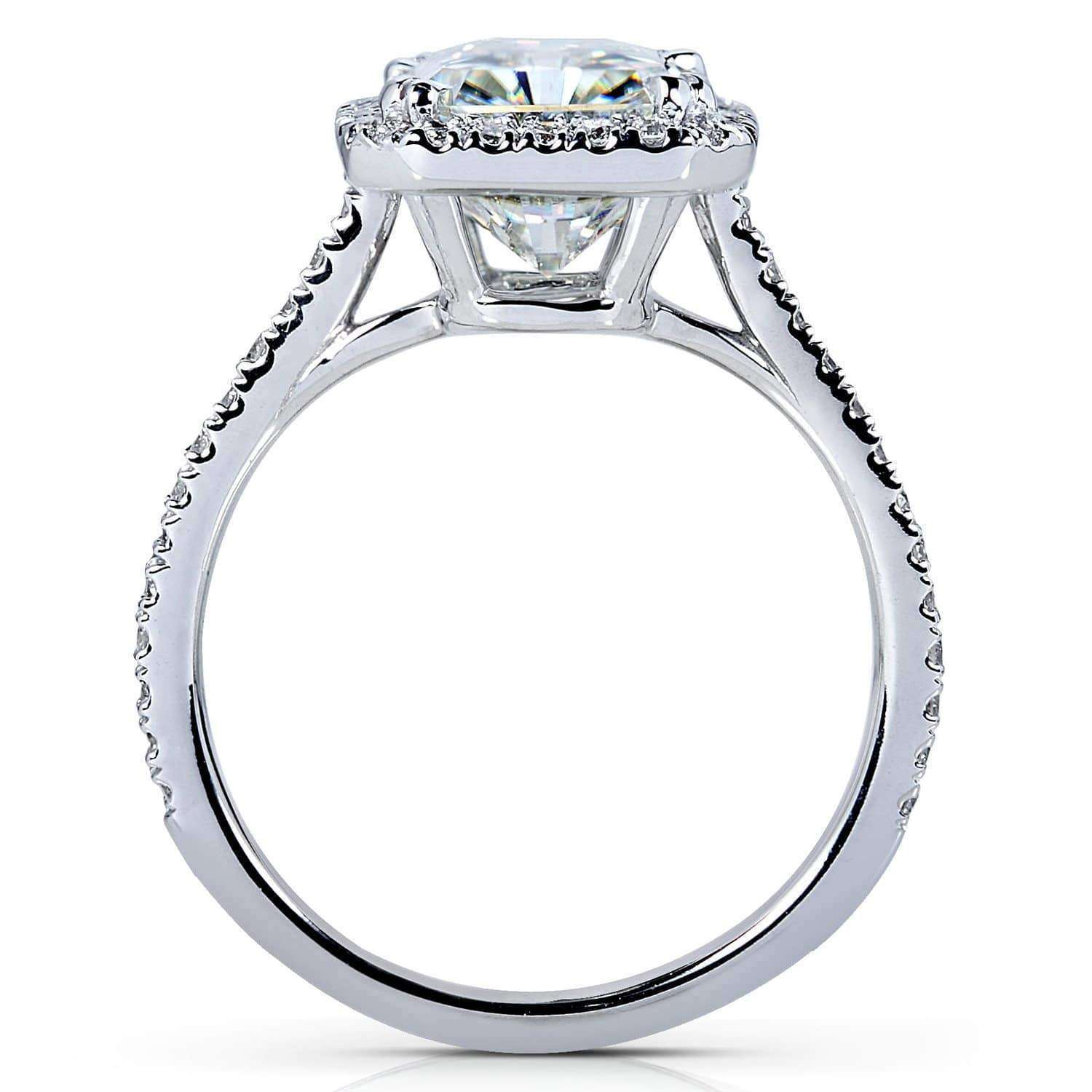 4.27 CTW Radiant Light Yellow Moissanite Ring Radiant Halo 