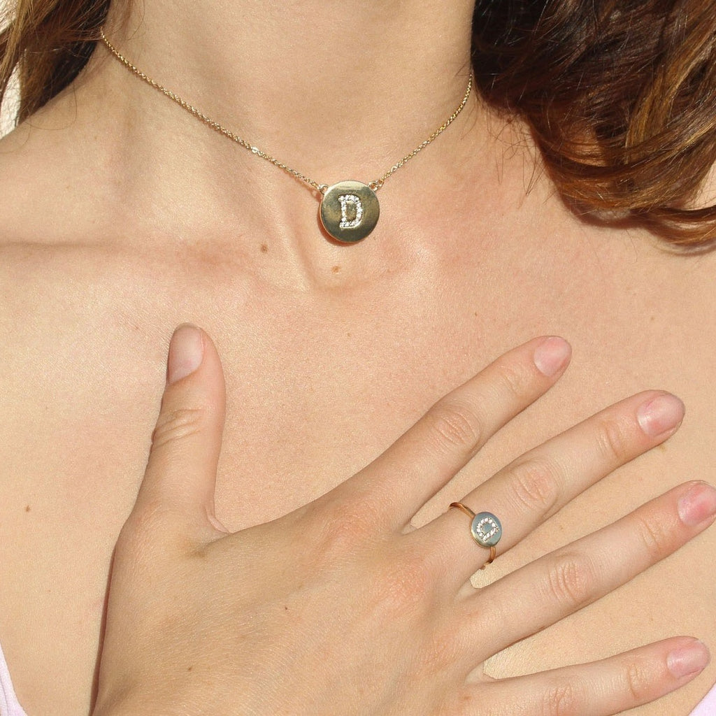 Custom Initial Coin Necklace in Clear 