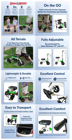 NEW KNEEROVER® GO HYBRID KNEE SCOOTER WITH ALL TERRAIN FRONT WHEELS