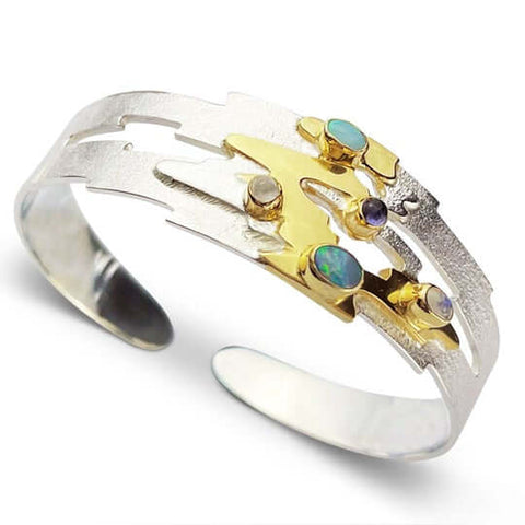 Opal bangle at Twelve Silver Trees Jewellery October birth stone 