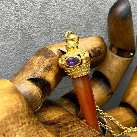 Carnelian & amethyst pendant