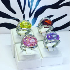 Colour pop vivid colour cocktail rings at Twelve Silver Trees jewellery 