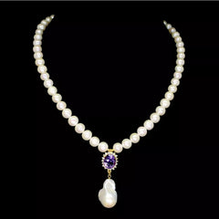 Imperial Amethyst & freshwater pearl necklace at twelve silver trees jewellery 