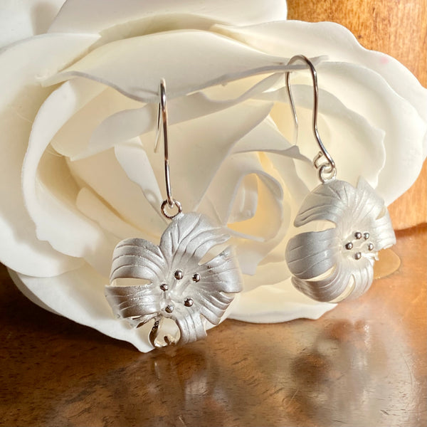 Sterling silver oriental Lily earrings from twelve silver trees jewellery and gifts