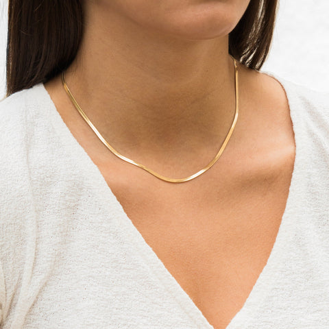 Gold Herringbone Necklace | Simple & Dainty