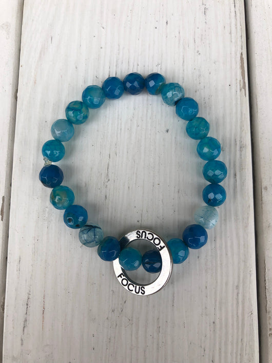Ocean Blue Glass Beads w/Focus Circle 