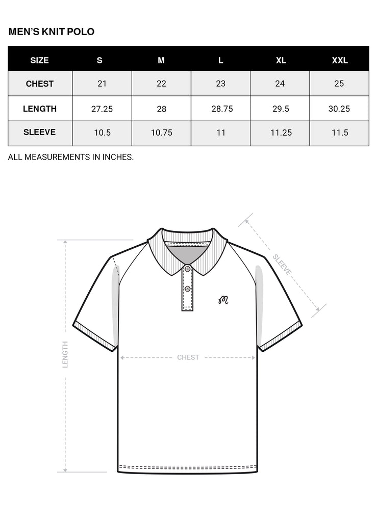 Men's Knit Polo SS Size Chart – Malbon Golf