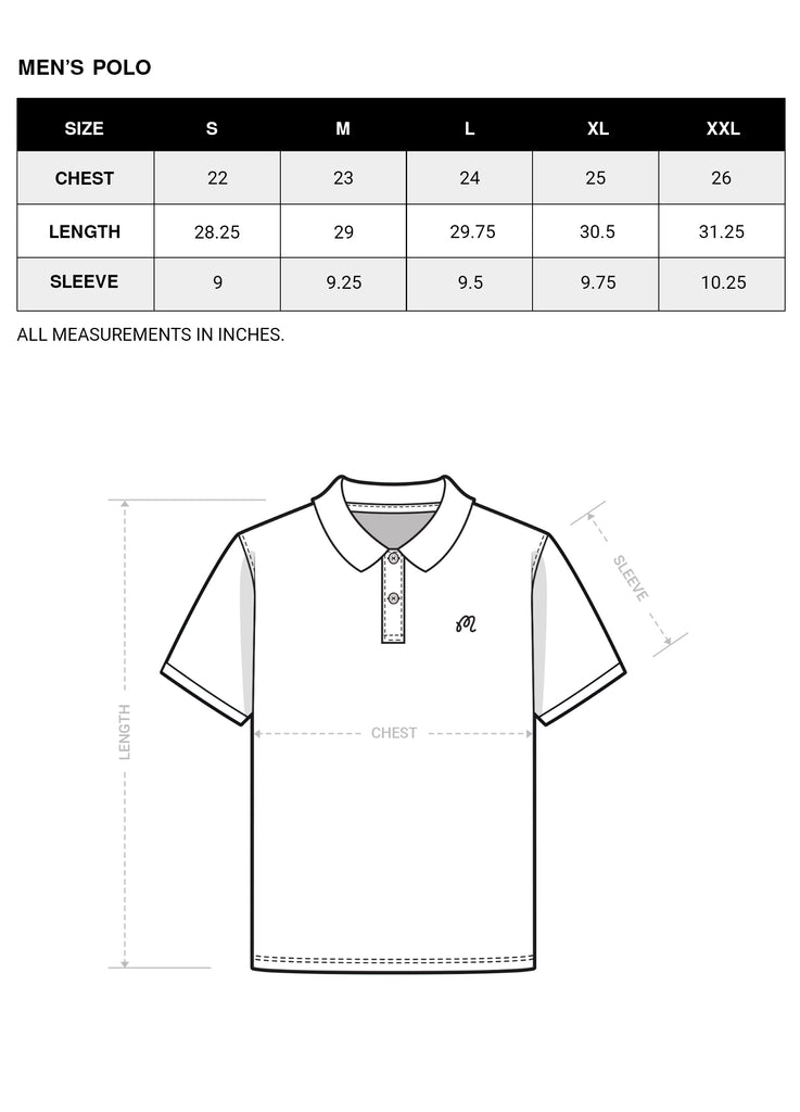 Men's Mesh Soccer Polo Size Chart – Malbon Golf