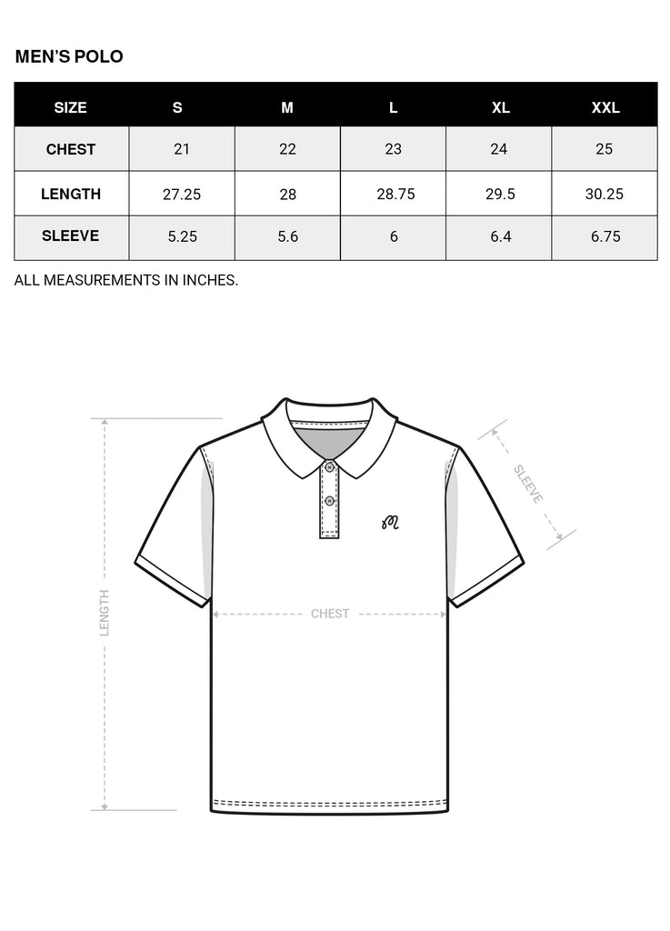 Men's Oak Polo Size Chart – Malbon Golf