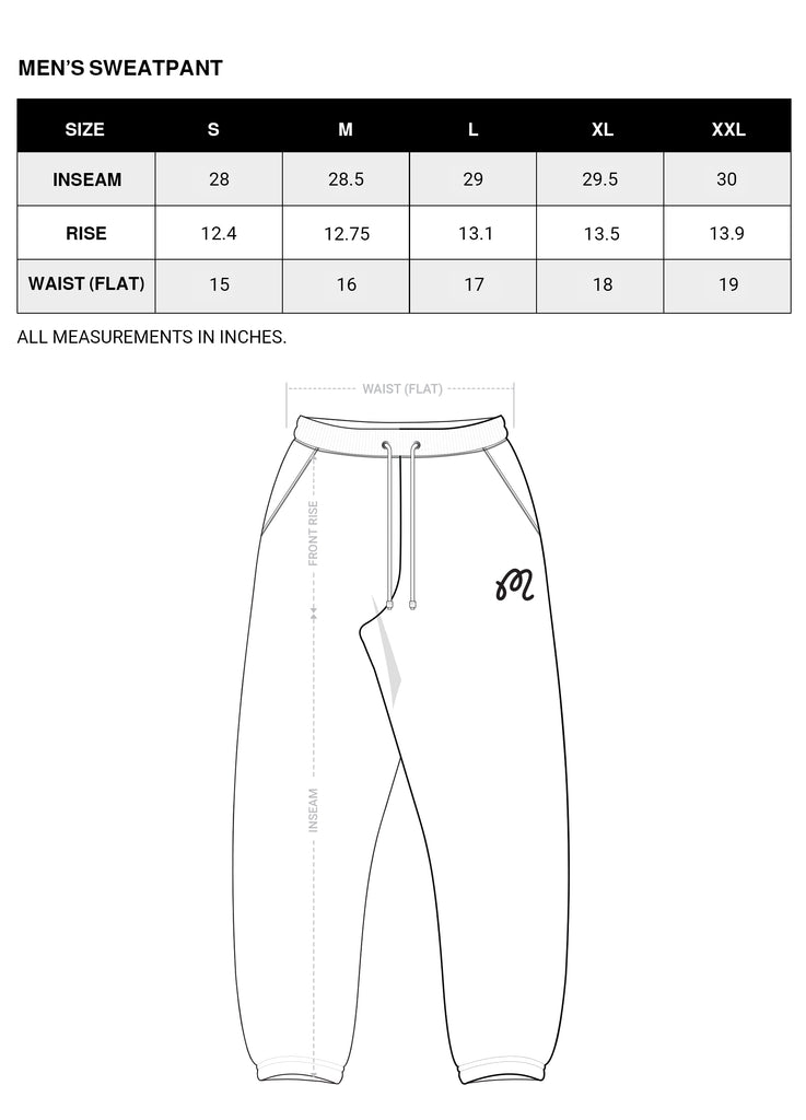 Men's Sweatpants Size Chart – Malbon Golf