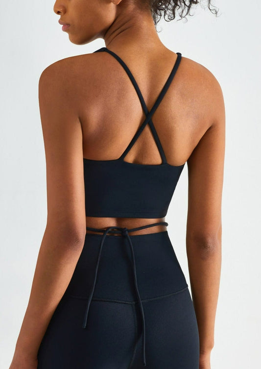 Twist Bow Tie Open Back Sports Bra Tank