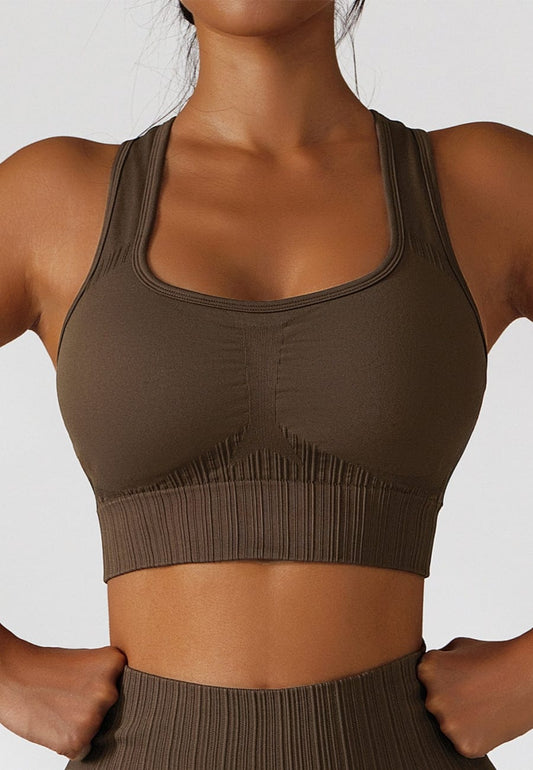 Square Neck Contouring Lined Open Back Sports Bra Tank