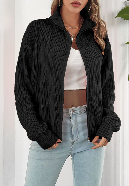 Contouring Cropped Zip High Collar Jacket w/ Long Sleeve & Thick Waistband  – Anna-Kaci