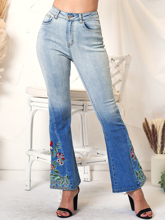 Women's Fashion Ripped High Waist Classic Denim Bell Bottom Jeans -  Anna-Kaci