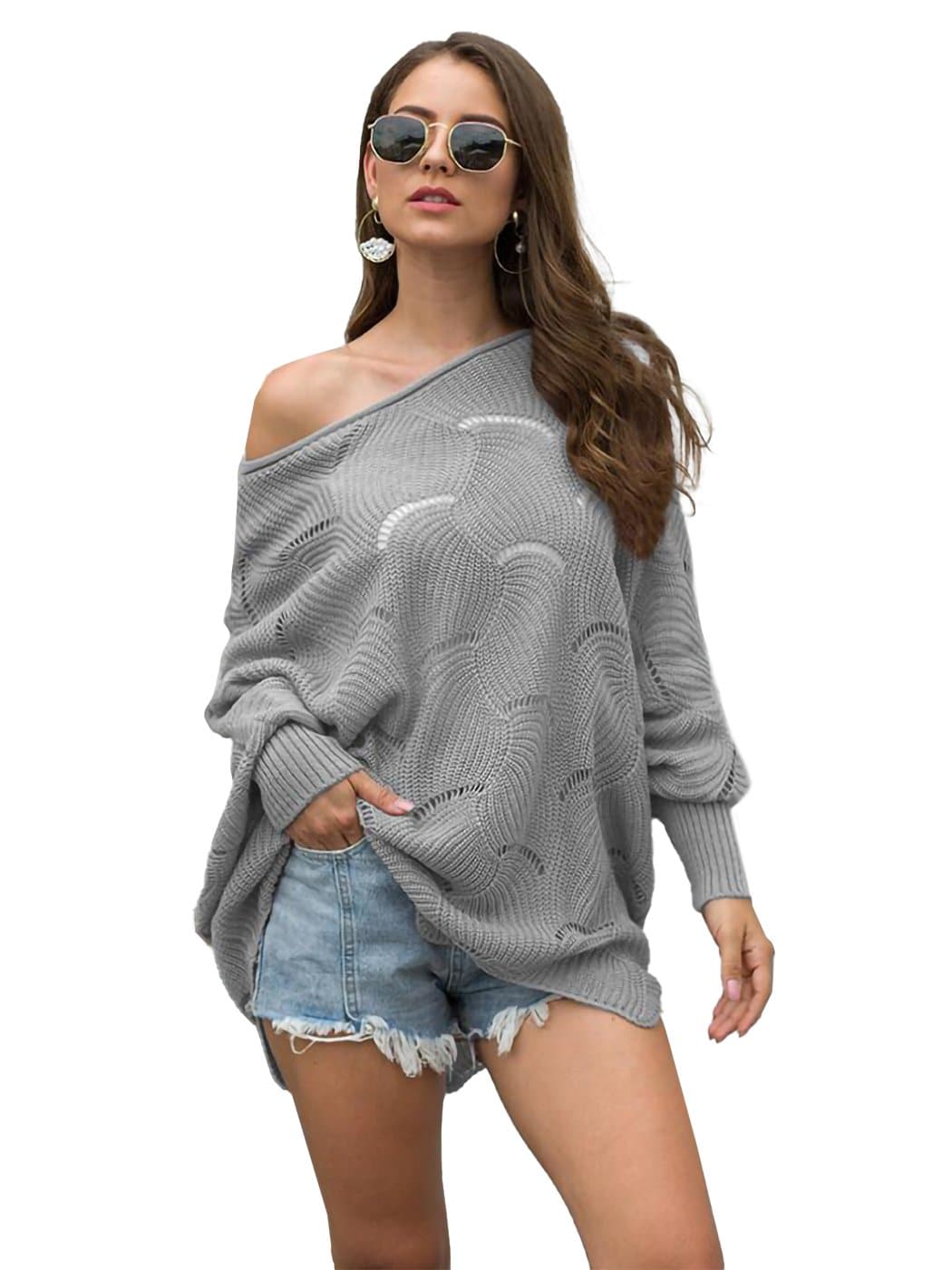 Loose Batwing Sleeve Hollow Out Knit Sweater Top | Womens | Anna-Kaci