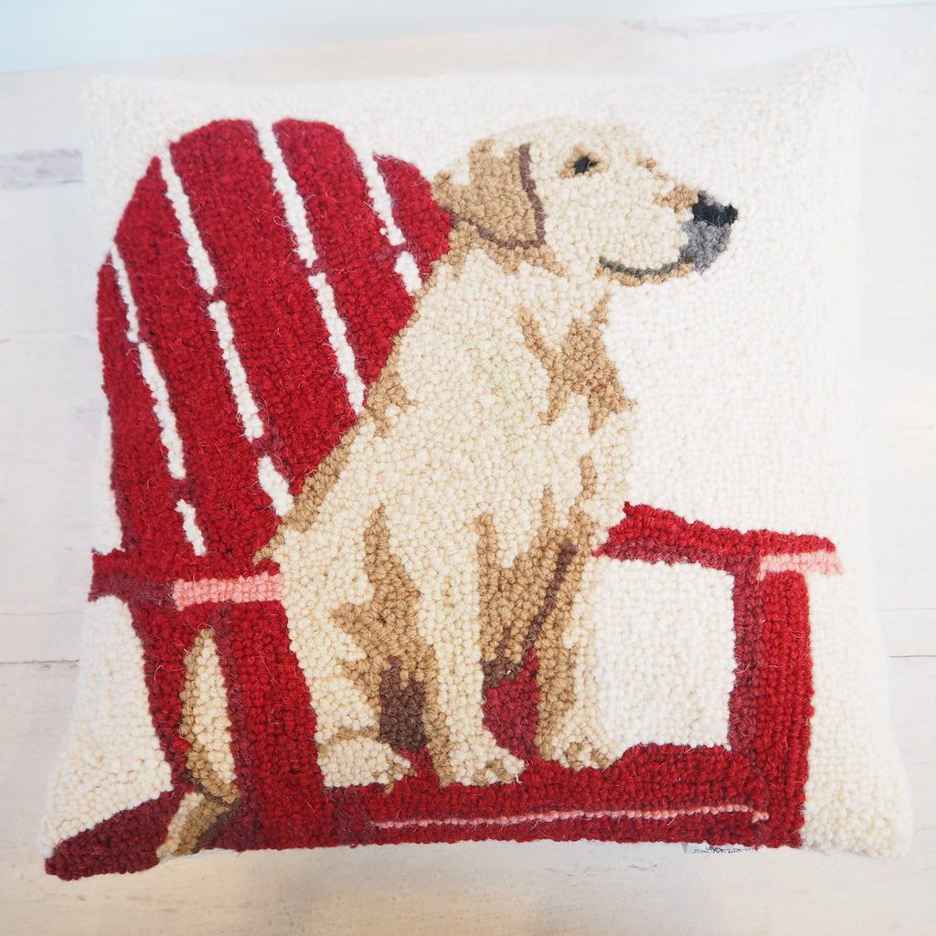 Hooked Summertime Yellow Lab Pillow - Girl Be Brave