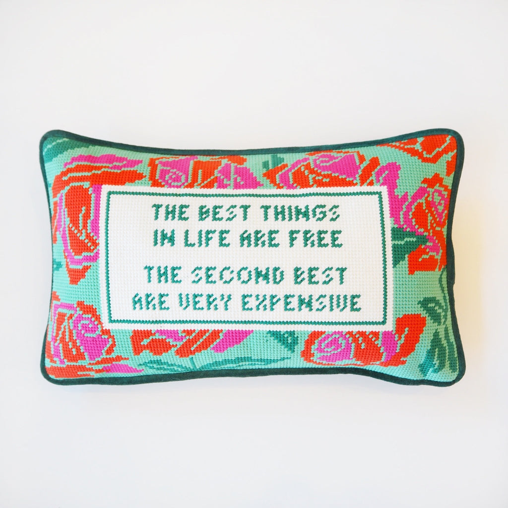 The Best Things in Life Needlepoint Pillow