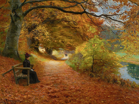 A Wooded Path In Autumn by Hans Andersen Brendekilde