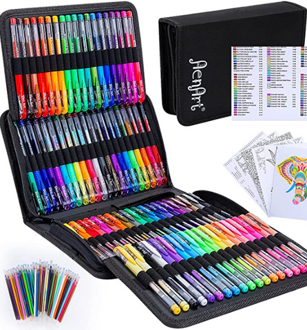 TANMIT Glitter Gel Pens 48 Colors Glitter Markers Fine Point Colored Gel  Pen Set for Adult Coloring Book Doodling Crafting