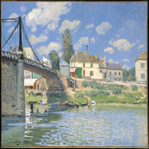 Bridge at Villeneuve-la-Garenne by Alfred Sisley - Famous Painting