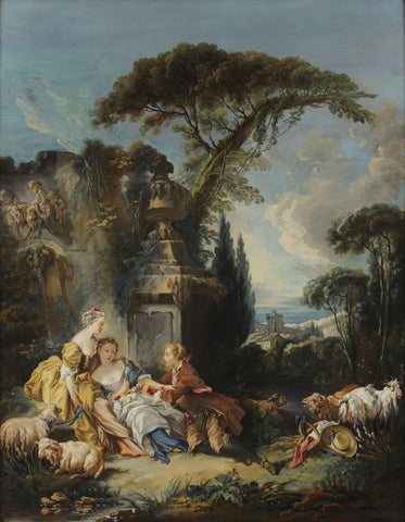 Pastoral scene by François Boucher - Famous Painting