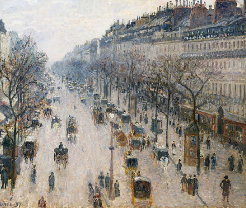 The Boulevard Montmartre on a Winter Morning by Camille Pissarro