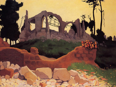 The Church of Souain in Sihlouette by Felix Vallotton