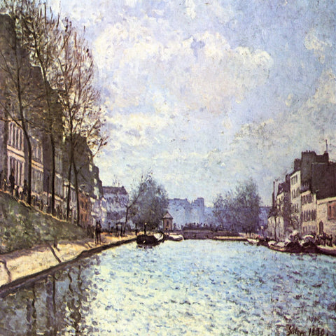 View of the Canal Saint-Martin by Alfred Sisley - Famous Painting 