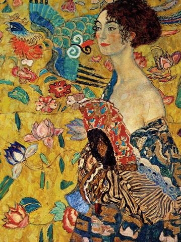 Woman with Fan by Gustav Klimt