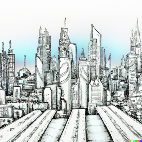 drawing of A futuristic cityscape