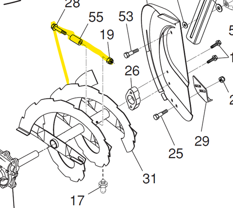 Snow blower diagram with shear pin highlighted