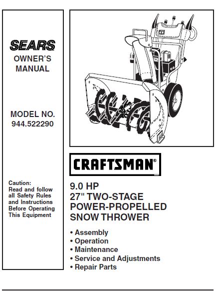 craftsman snowblower 522