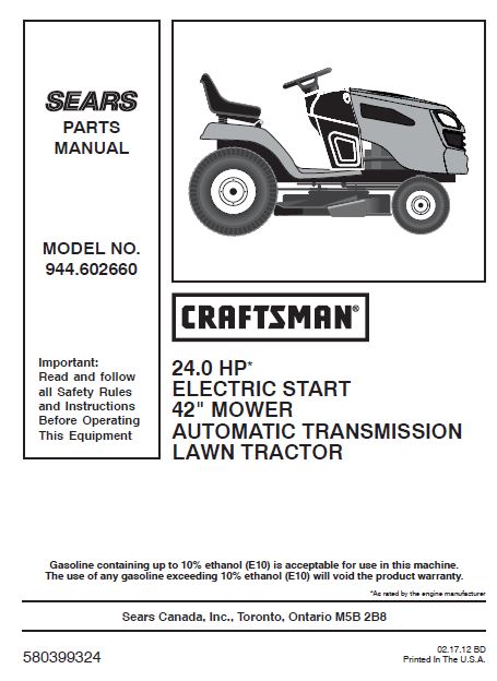 944.602660 Manual for Craftsman 42" Lawn Tractor – DR Mower Parts