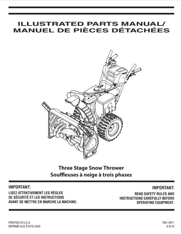 C45952537 Parts List for Craftsman MTD Snow Thrower 31AH57TQ599 DR