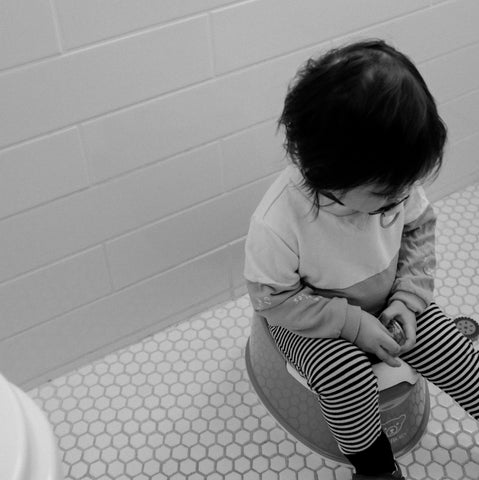 small child sitting on a potty