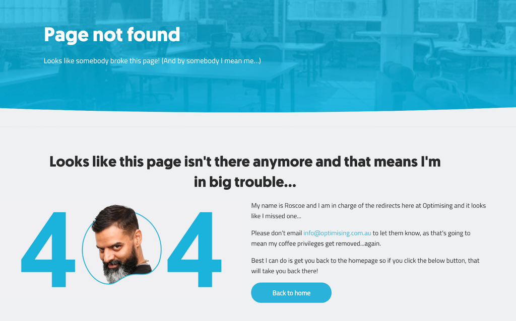 404 page Optimising