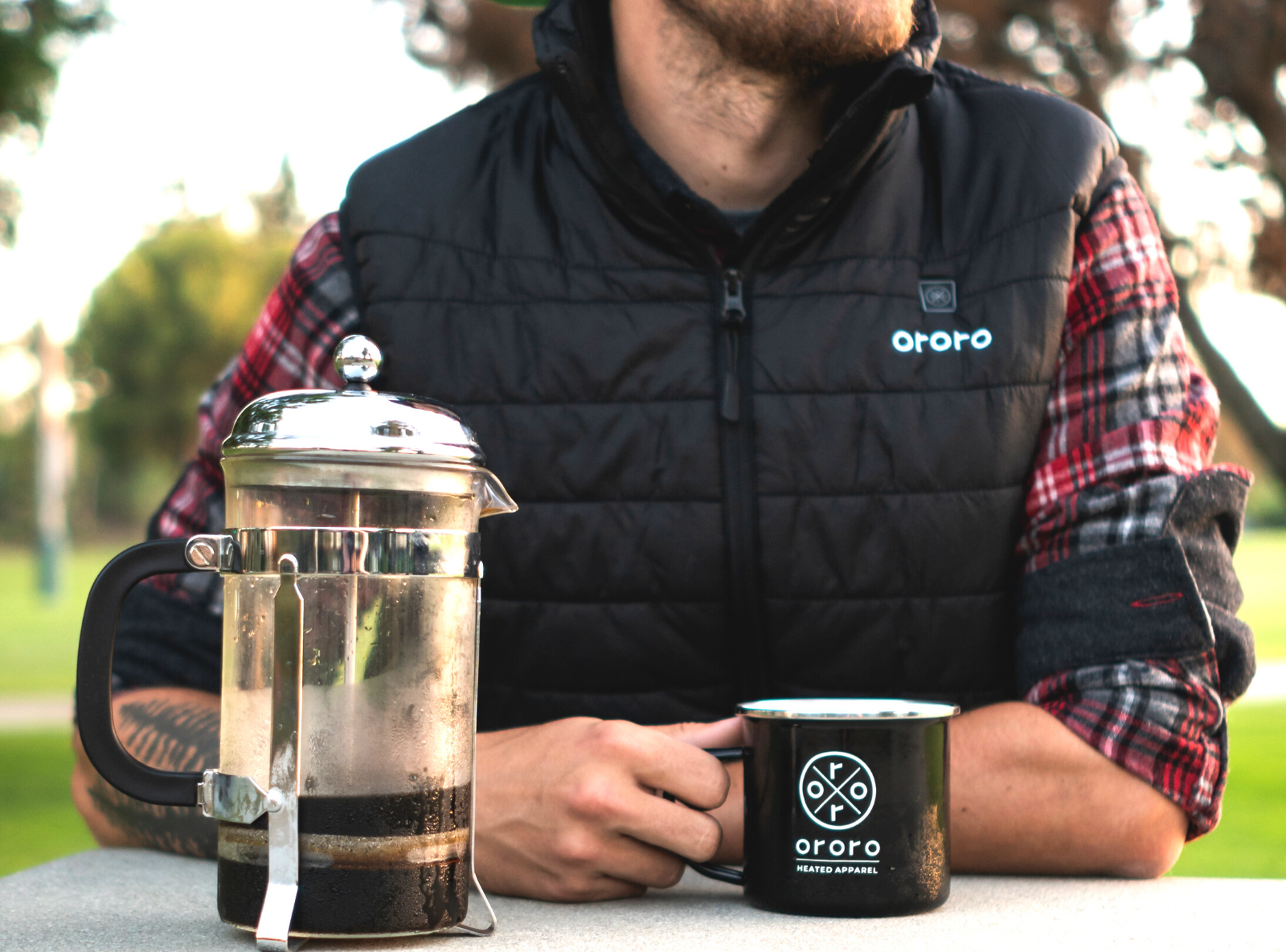 coffee with heated vest