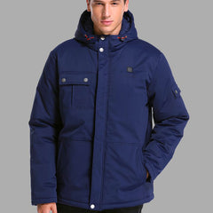 hooded heated blue jacket