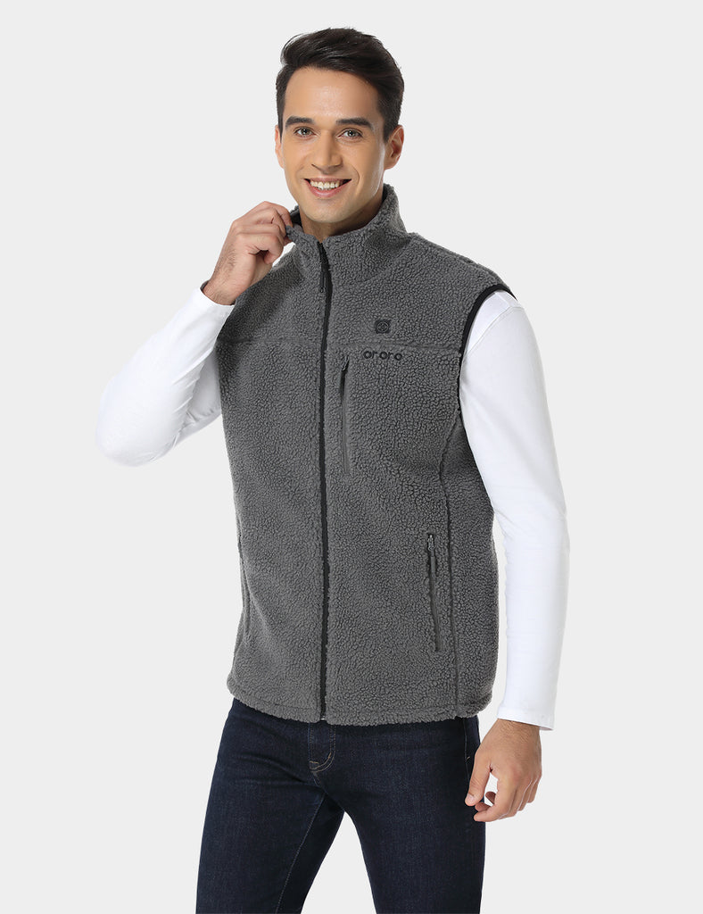 zonnebloem roltrap Intimidatie Men's Heated Recycled Fleece Vest - Gray | 4 Heating Zones | ORORO