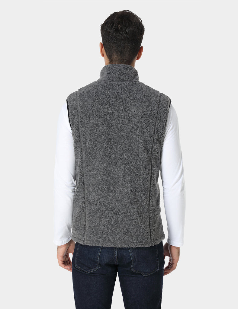 Men's Heated Recycled Fleece Vest - Gray | 4 Heating Zones | ORORO