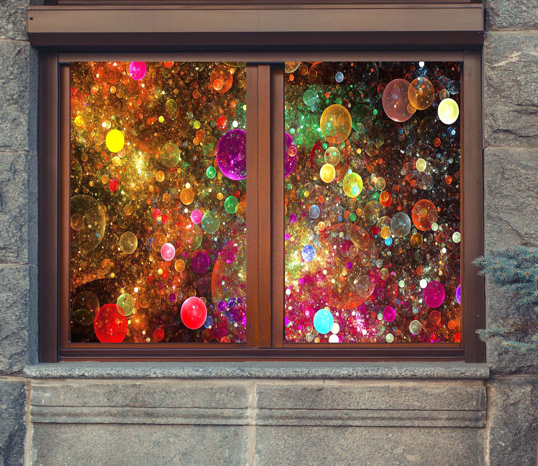 3d Color Bubble 316 Window Film Print Sticker Cling Stained Glass Uv B Aj Wallpaper