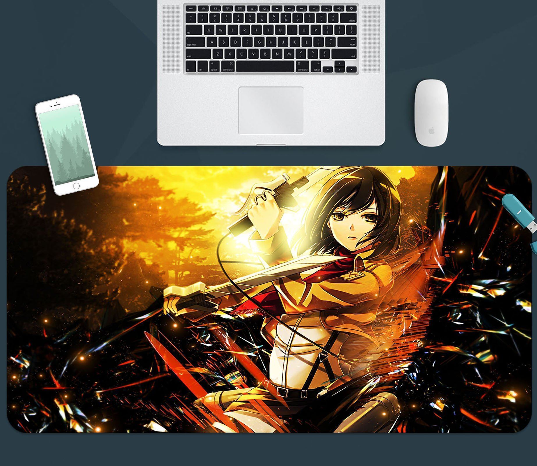 3d Attack On Titan 360 Anime Desk Mat Aj Wallpaper