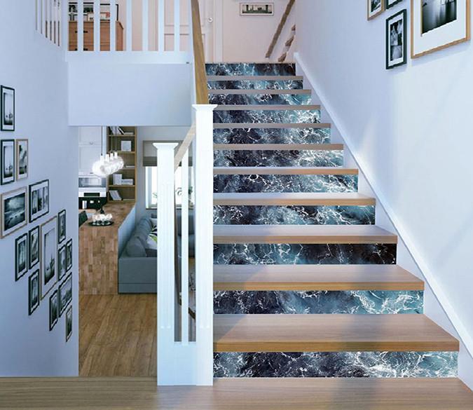 3D Rippling Sea 1406 Stair Risers | AJ Wallpaper