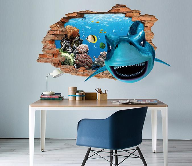 3D Ocean Shark 85 Broken Wall Murals | AJ Wallpaper