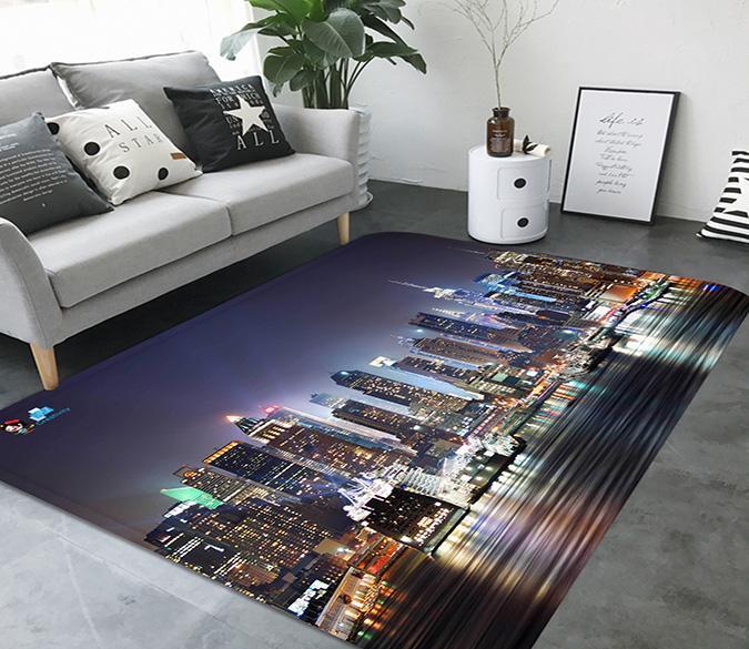 3D New York Night View 72 Non Slip Rug Mat | AJ Wallpaper