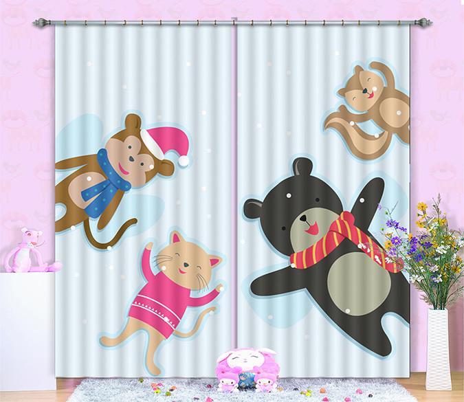 3D Animal Dolls 346 Curtains Drapes Wallpaper AJ Wallpaper 