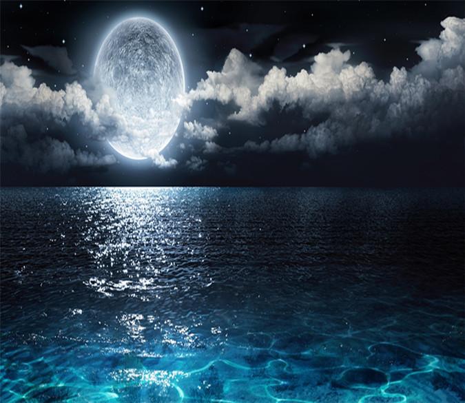 3D Moon Night Ocean 273 AJ Wallpaper